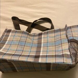 Thirty-One Plaid Tote Bag - Blue and Brown